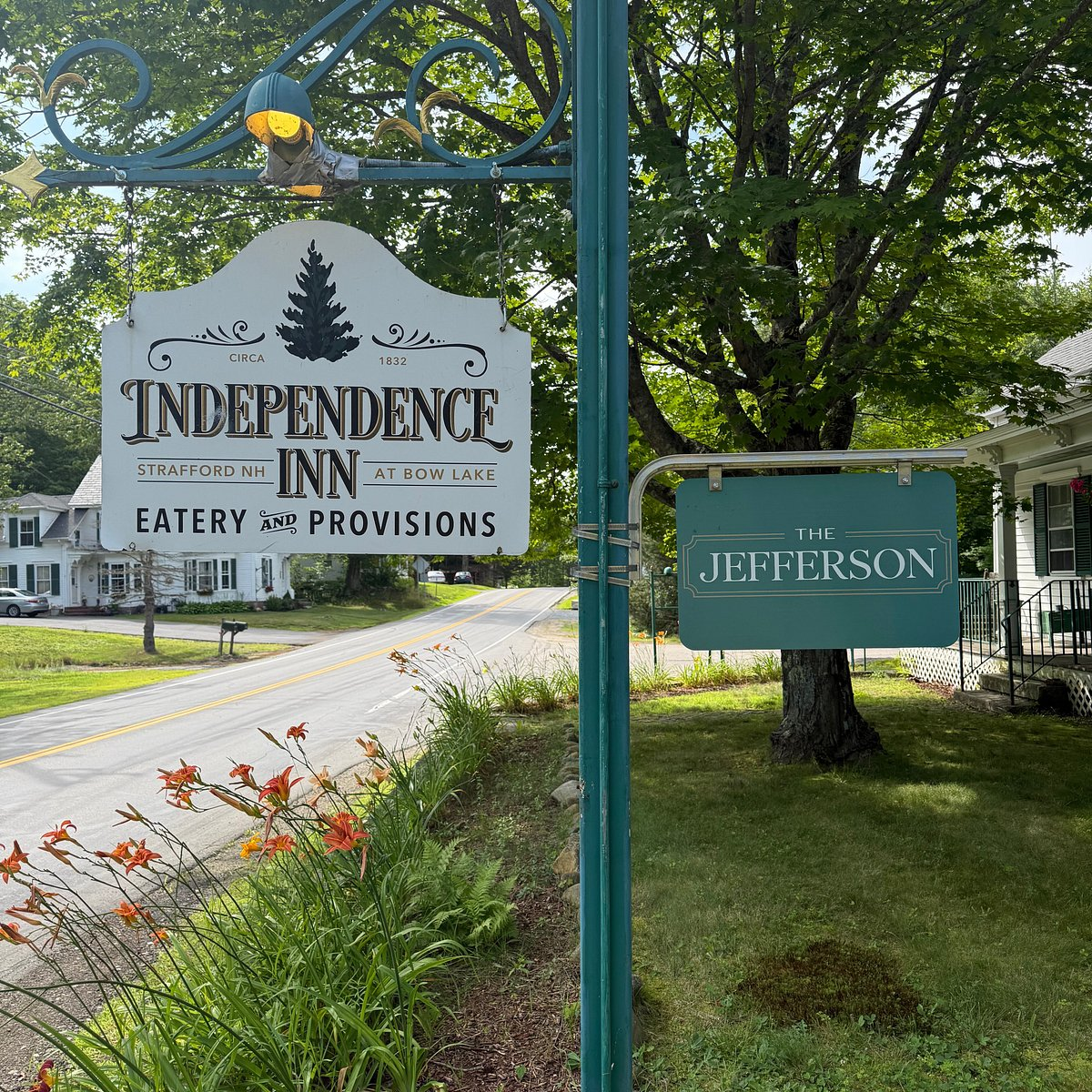Independence Inn and The Jefferson signs in Strafford, New Hampshire